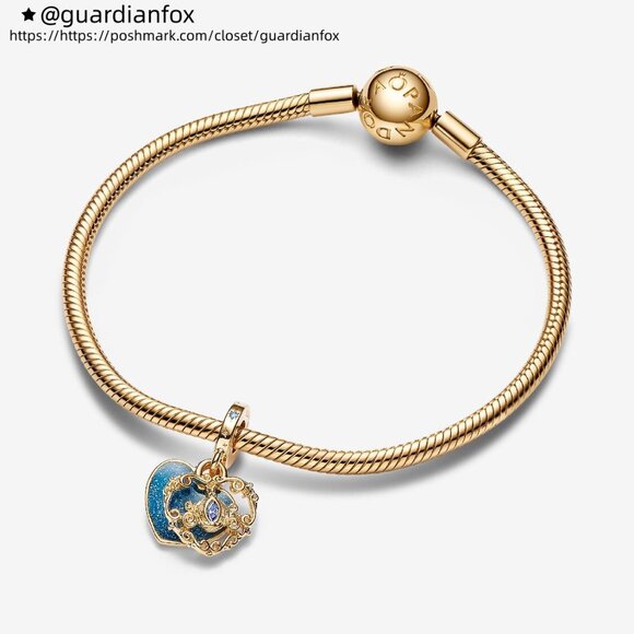 Pandora Disney Cinderella's Carriage & Heart Double Dangle Charm - Picture 2 of 6